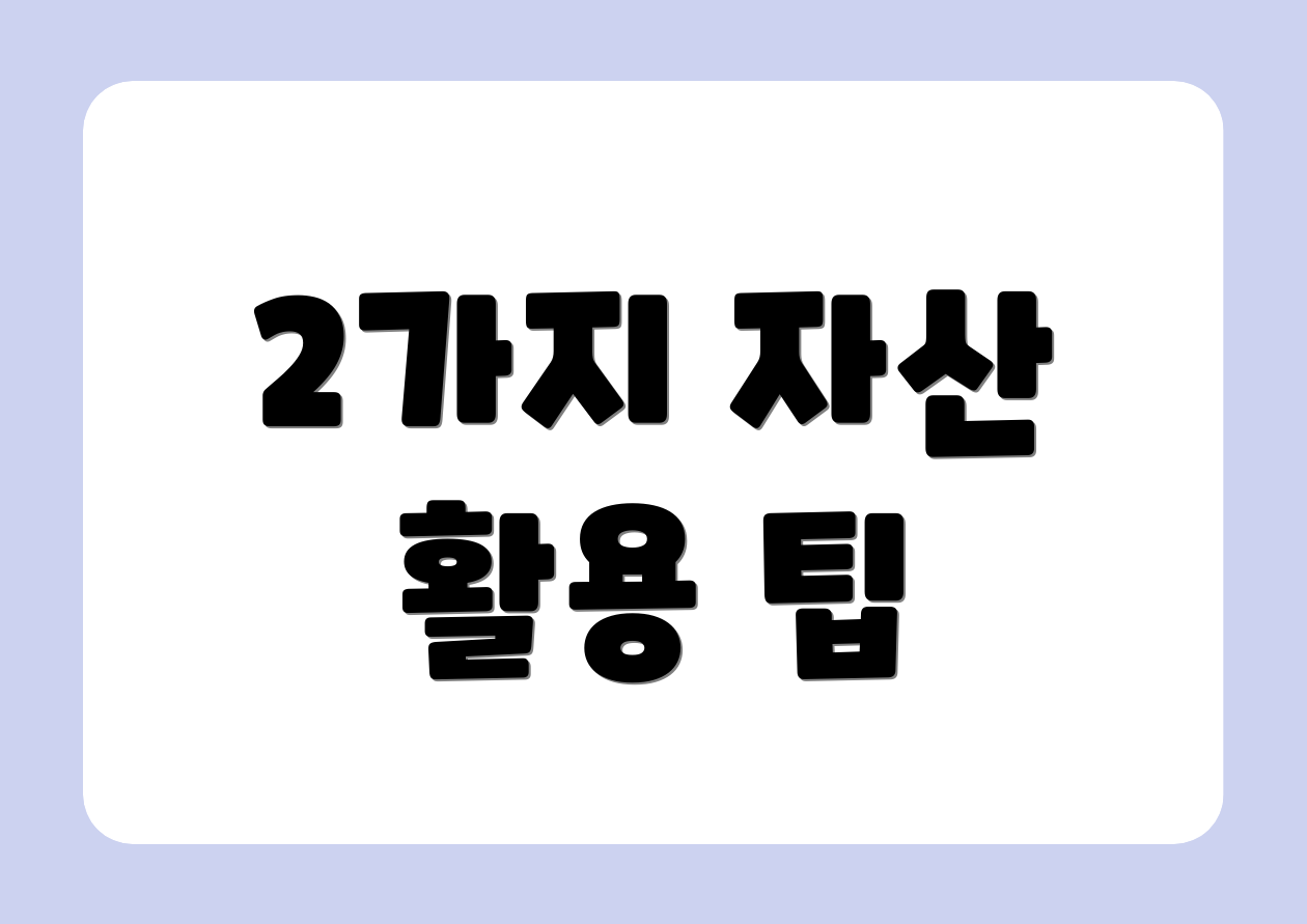 2가지 자산 활용 팁